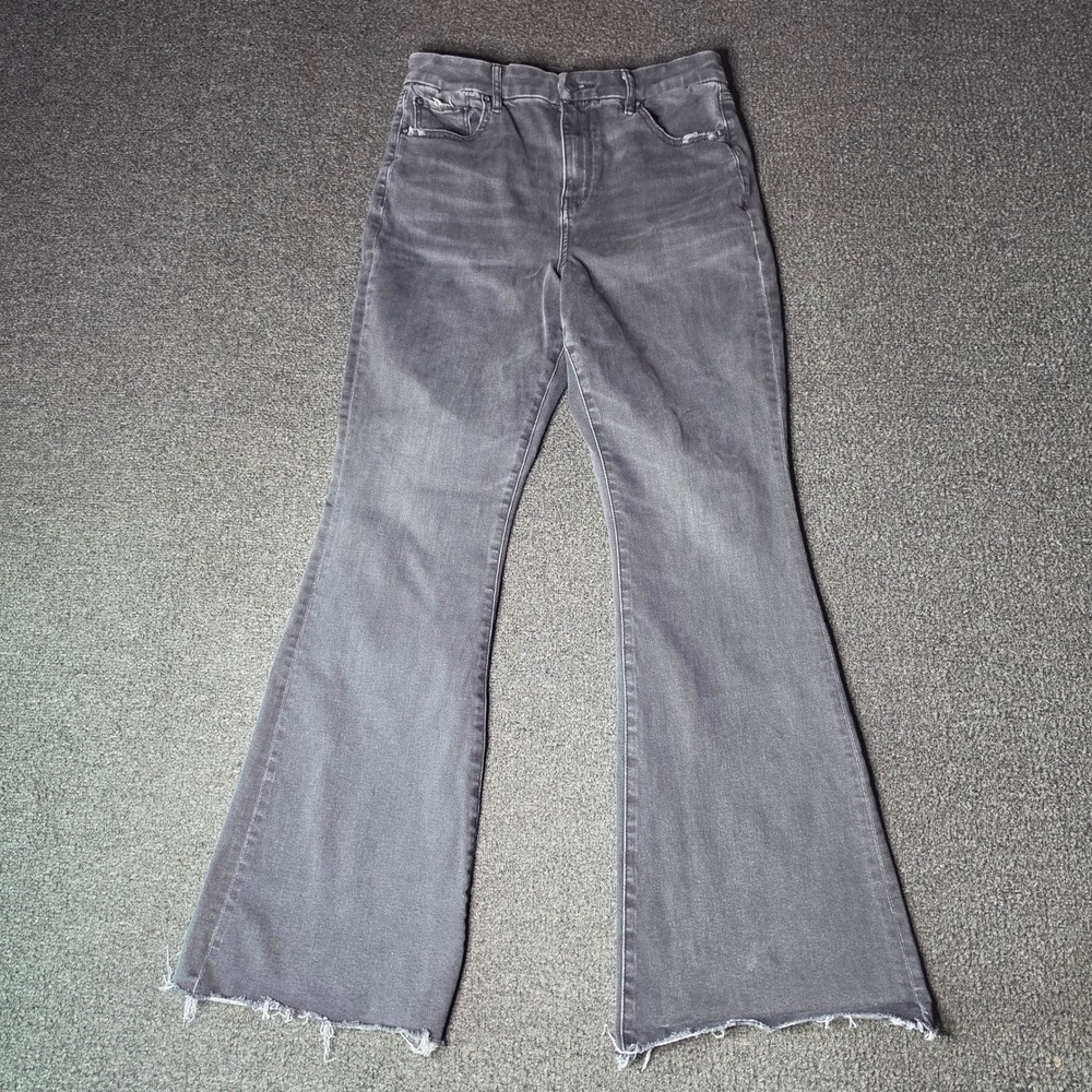 American Eagle Jeans Gray Womens 10 Curvy Super High Rise Flare Stretch Denim